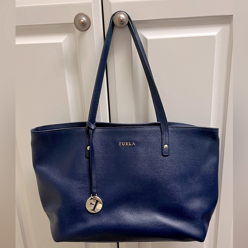 Furla genuine leather blue shoulder bag